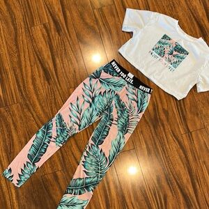 SHEIN tropical print crop top and Leggings